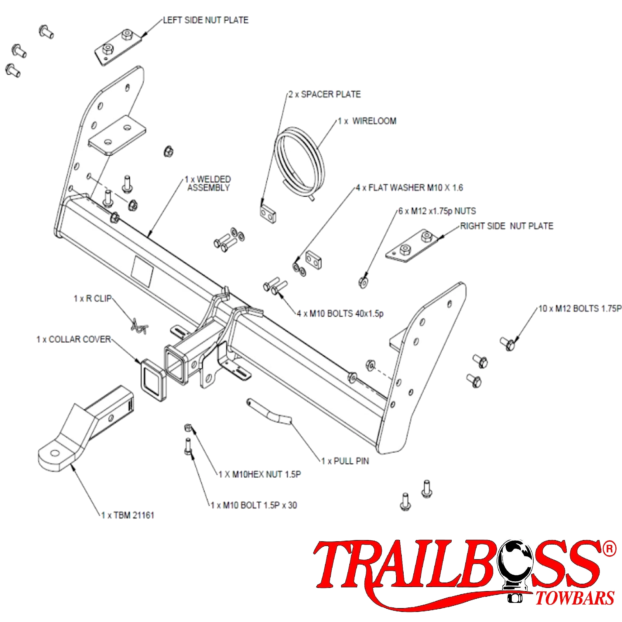 Ford Ranger 2wd & 4wd Hi-Rider Tub Body With Bumper 10/2011 - 07/2015 (Not XLT Or Wildtrax) - Towbar Kit - Image 3